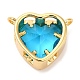 Dijes de corazón de latón chapado en oro real de 18k KK-D027-18G-3