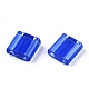 2ホールガラスシードビーズ  透明色  長方形  ブルー  5x4.5~5.5x2~2.5mm  穴：0.5~0.8mm SEED-T003-01C-08-3