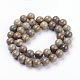 Chapelets de perles de feuille d'argent en jaspe naturel G-F520-45-8mm-2