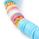 Polymer Clay Heishi Beads Stretch Bracelets Sets for Valentine's Day BJEW-JB06298-01-4