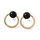 Ring with Half Round Glass Stud Earrings EJEW-L282-11G-2