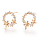 Brass Micro Pave Clear Cubic Zirconia Stud Earring Findings KK-T054-51G-NF-2