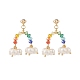 Aretes colgantes de nube y arcoíris con cuentas de vidrio y perlas naturales EJEW-TA00151-1
