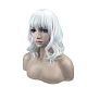 前髪の短いカーリーボブウィッグ  肩の長さのかつら  高温繊維  女性用合成かつら  ホワイト  16.5インチ（42cm） OHAR-L010-002C-5