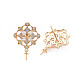 Brass Micro Pave Clear Cubic Zirconia Stud Earring Findings KK-S356-618-NF-3