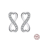 Boucles d'oreilles à tige en argent sterling plaqué rhodium avec cœur infini et zircone cubique pour femme EJEW-P231-39P-1