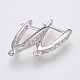 Brass Micro Pave Cubic Zirconia Hoop Earring Findings with Latch Back Closure X-ZIRC-K075-30P-1
