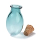 楕円形のガラスのコルク瓶の飾り  ガラスの空のウィッシングボトル  ペンダントデコレーション用のDIYバイアル  ダークシアン  15.5x26~30mm AJEW-O032-03G-3