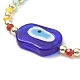 Evil Eye Lampwork Braided Bead Bracelet with Glass Beaded Chains for Women BJEW-JB09412-4