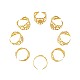 Brass Filigree Ring Shanks, Pad Ring Base Findings, Adjustable, Golden, Size 7(17mm)