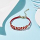 Стеклянный плетеный браслет с цветочным звеном для женщин BJEW-TA00130-03-2