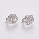 Brass Micro Pave Cubic Zirconia Hoop Earring Findings with Latch Back Closure ZIRC-K075-24P-2