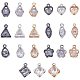 PandaHall Elite 105 pcs 7 Shapes Cubic Zirconia Alloy Flower/Heart/Horse Eye/Triangle Charms Sets for Jewelry Making ZIRC-PH0002-09-1