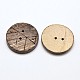 2 Holes Flat Round Coconut Sewing Buttons BUTT-O008-15-2