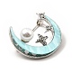 Alfiler de solapa con estrella de rhinestone y luna acrílica con cuentas de perlas ABS JEWB-I019-04P-5