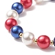 Braccialetto elasticizzato con perle di conchiglia e perline di vetro rotonde BJEW-TA00216-6