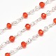 Electroplate Brass Glass Beads Handmade Chains CHC-M008-09-FF-1