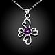 Silver Plated Brass Cubic Zirconia Flower Pendant Necklaces NJEW-BB03005-B-2
