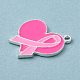 Pendenti in smalto in lega a tema nastro rosa per la consapevolezza del cancro al seno ENAM-A147-01C-2