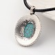 Oval Tibetan Style Alloy Synthetic Turquoise Pendant Necklaces NJEW-F197-30-3