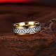 メンズチタンスチールフィンガー指輪  ワイドバンドリング  ホワイト  ゴールドカラー  usサイズ10（19.8mm） RJEW-BB27555-A-10-5