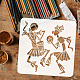 FINGERINSPIRE Dance Tribe Man Painting Stencil 11.8x11.8inch Hollowed Musicians Dancers Drawing Template Plastic PET Ethnic Style Stencil Decorative Human Theme Stencil for Home Wall Door Decoration DIY-WH0391-0552-3