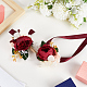 Craspire 2 pz 2 panno di seta stile rosa con corpetto in nastro di raso fiore all'occhiello e corpetti da polso AJEW-CP0005-94-3