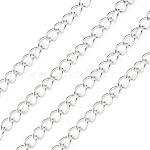 Iron Twisted Chains Curb Chains, Unwelded, Silver Color Plated, 6x4mm