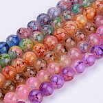 Chapelets de perles en verre peint, pour la fabrication de bijoux en perles, imitation opalite, ronde, couleur mixte, 8mm, Trou: 1.3~1.6mm, Environ 100 pcs/chapelet, 31.4 pouce