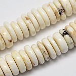 Brins de perles de magnésite naturelle, perles heishi, Plat rond / disque, blanc crème, 9~12x2~4mm, Trou: 1mm, Environ 150 pcs/chapelet, 16.5 pouce