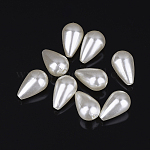 Perles d'imitation perles en plastique ABS, larme, blanc, 15x9mm, Trou: 1mm