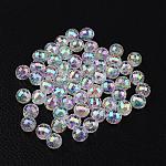 Faceted Eco-Friendly Transparent Acrylic Round Beads, AB Color, Clear AB, 8mm, Hole: 1.5mm, about 2000pcs/500g