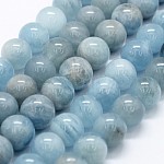 Acquamarina naturale fili di perle, tondo, 10.5~11mm, Foro: 1 mm, circa 37pcs/filo, 15.5 pollice