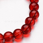 Glas runde Perle Stränge, rot, 8 mm, Bohrung: 1 mm, ca. 40 Stk. / Strang, 11 Zoll