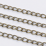 Iron Twisted Chains, Unwelded, Curb Chains, Unwelded, Antique Bronze, 5x3.5x0.8mm