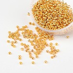 Ottone crimpare perline finali, rondelle, per i risultati dei monili, colore oro, circa2 mm di diametro, 1.2 mm di lunghezza, Foro: 1.2 mm