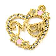 Ion Plating(IP) Real 18K Gold Plated 304 Stainless Steel Rhinestone Pendants STAS-P341-13G-01