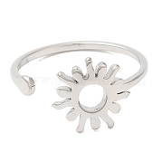 304 Stainless Steel Sun Open Cuff Ring for Women RJEW-M149-05P