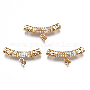 Brass Micro Pave Clear Cubic Zirconia Peg Bails Bead Tube KK-S356-334-NF