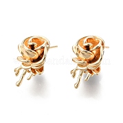 Brass Rose Stud Earrings for Women EJEW-G321-09G