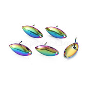 Rianbow Color 304 Stainless Steel Stud Earring Findings STAS-N098-021