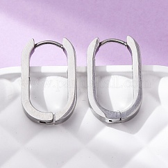 Pendientes de aro huggie de acero inoxidable 304 resistentes al deslustre, oval, color acero inoxidable, 21x12x3mm, pin: 1 mm