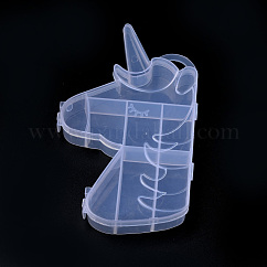 Conteneurs de stockage de perles en plastique, 8 compartiments, licorne, clair, 16.2x9.7x2.5 cm, trou: 1.9x1 cm