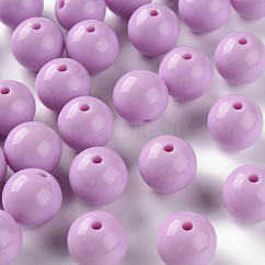 Abalorios acrílicos opacos, redondo, violeta, 16x15mm, agujero: 2.8 mm, aproximamente 220 unidades / 500 g
