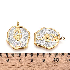 Anhänger aus 304 Edelstahl und Polymer Clay mit Kristall-Strassen&nbsp;STAS-T069-60E