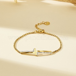 Braccialetti da donna in acciaio inossidabile stile coreano 201 con doppia lettera L e strass di cristallo.&nbsp;NJ2607