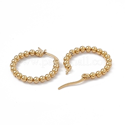 Orecchini a cerchio con perline rotonde in acciaio inossidabile 201 con perni in acciaio inossidabile 304 per donna&nbsp;EJEW-B016-01C-G