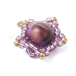 Occhio di tigre naturale (tinto e riscaldato) e pendenti a forma di stella con perline di vetro fatte a mano&nbsp;PALLOY-MZ00491-03
