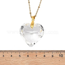 Valentinstags-Halskette mit facettiertem Herzanhänger aus Klarglas und Satellitenkette aus Edelstahl 304 für Damen&nbsp;NJEW-JN06074-01