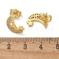 Boucles d'oreilles en laiton zircon cubique micro pavé clair&nbsp;EJEW-D305-21G-02